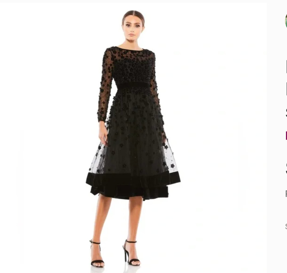 Mac Duggal Embellished Butterfly Sleeve Velvet Hem Midi Dress 12 NEW